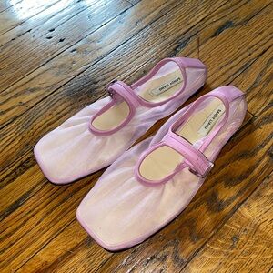 Pink mesh sandy liang Mary Jane flats